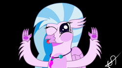 Size: 2560x1440 | Tagged: safe, artist:profyurko, silverstream, classical hippogriff, hippogriff, breaking the fourth wall, female, fourth wall, jewelry, necklace