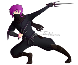 Size: 2676x2242 | Tagged: safe, artist:dreamyartcosplay, oc, oc only, human, clothes, face mask, humanized, ninja, signature, simple background, solo, transparent background