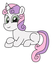 Size: 908x1111 | Tagged: safe, artist:supahdonarudo, sweetie belle, pony, cute, diasweetes, happy, prone, simple background, transparent background