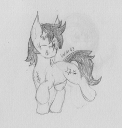 Size: 1836x1930 | Tagged: safe, artist:wapamario63, seven seas, star dancer, earth pony, pony, my little pony: the manga, cute, dancing, female, mare, monochrome, one eye closed, solo, traditional art, wink