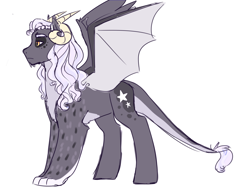 Size: 1330x1000 | Tagged: safe, artist:miatsukyyy, oc, oc:lux, hybrid, interspecies offspring, male, offspring, parent:discord, parent:princess luna, parents:lunacord, simple background, solo, white background