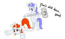 Size: 3171x1891 | Tagged: safe, artist:fabulouspony, oc, oc only, oc:discentia, oc:karma, pony, unicorn, downvote, f5, female, hammer, mare, ponified, reddit, simple background, tired, transparent background, upvote, vector
