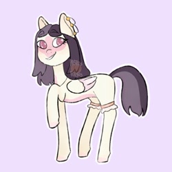 Size: 894x894 | Tagged: safe, artist:pastelspeaches, oc, oc only, pegasus, pony, clothes, colored pupils, ear piercing, one hoof raised, piercing, simple background, solo