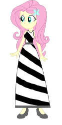 Size: 1024x2049 | Tagged: safe, artist:cartoonmasterv3, fluttershy, zebra, equestria girls, long dress, simple background, solo, transparent background, zebra dress