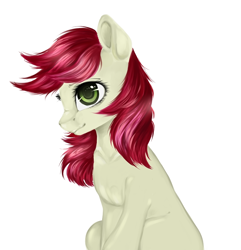 Size: 1016x1054 | Tagged: safe, artist:oksssid, roseluck, earth pony, pony, cute, cuteluck, female, mare, simple background, sitting, solo, white background