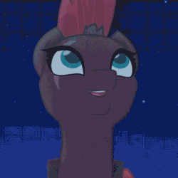 Size: 480x480 | Tagged: safe, edit, edited screencap, screencap, fizzlepop berrytwist, tempest shadow, pony, unicorn, my little pony: the movie, animated, armor, beautiful, broken horn, cracked horn, cropped, cute, daaaaaaaaaaaw, dain-app, eye scar, female, gif, happy, happy ending, horn, mare, mohawk, pretty, pretty pretty tempest, scar, smiling, solo, tempestbetes, when she smiles