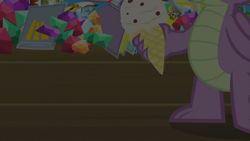 Size: 1280x720 | Tagged: safe, screencap, spike, dragon, dragon dropped, claws, close-up, feet, food, gem, ice cream, legs, male, male feet, pictures of legs, winged spike