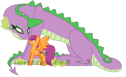 Size: 814x501 | Tagged: safe, artist:written145, barb, scootaloo, spike, dragon, barbabetes, cute, female, half r63 shipping, lesbian, older, older barb, older scootaloo, older spike, rule 63, rule63betes, scootabarb, scootaspike, shipping, simple background, transparent background