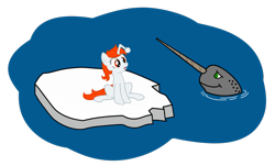 Size: 3155x1901 | Tagged: safe, artist:fabulouspony, oc, oc only, oc:karma, narwhal, pony, unicorn, female, ice, mare, ponified, reddit, simple background, solo, transparent background, vector, water