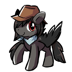 Size: 1024x1024 | Tagged: artist needed, safe, pegasus, pony, cowboy hat, hat, kurokoma saki, ponified, red eyes, solo, touhou