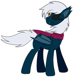 Size: 1735x1801 | Tagged: safe, artist:cloudy95, oc, oc:patchy darkwing, bat pony, pony, clothes, eyepatch, scarf, simple background, solo, transparent background