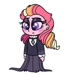 Size: 600x660 | Tagged: safe, artist:carouselunique, artist:honeycrisp-tales, oc, oc:honeycrisp blossom, equestria girls, clothes, clothes swap, dress, eyeshadow, fluttergoth, freckles, goth, makeup, offspring, parent:big macintosh, parent:princess cadance, parents:cadmac, simple background, solo, transparent background