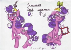 Size: 4960x3512 | Tagged: safe, artist:momo-malt-gern, screwball, pony, solo, traditional art