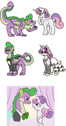 Size: 528x1000 | Tagged: safe, artist:flamirasplitz, spike, sweetie belle, dragon, bride, clothes, dress, female, love, male, marriage, marriage proposal, older, older spike, older sweetie belle, shipping, spikebelle, straight, tuxedo, wedding, wedding dress