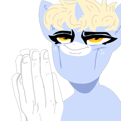 Size: 1000x1000 | Tagged: safe, artist:nootaz, oc, oc only, oc:nootaz, anthro, pony, jojo reference, ponified, simple background, solo, suddenly hands, transparent background, wat