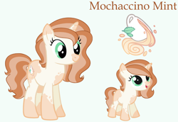 Size: 2954x2030 | Tagged: safe, artist:missmele-madness, oc, oc:mochaccino mint, unicorn, deviantart watermark, female, filly, mare, obtrusive watermark, reference sheet, watermark