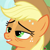 Size: 500x500 | Tagged: safe, derpibooru import, screencap, applejack, earth pony, pony, the super speedy cider squeezy 6000, cropped, female, lip bite, mare, solo, sweat