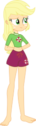 Size: 1118x3905 | Tagged: safe, artist:marcorois, applejack, better together, equestria girls, turf war, barefoot, belly button, clothes, feet, lifeguard applejack, shorts, simple background, solo, swimsuit, transparent background, vector