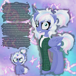 Size: 3000x3000 | Tagged: safe, artist:darkest-lunar-flower, oc, oc:lilith(next gen), alicorn, alien, pony, alicorn oc, clothes, next generation, parent:oc:lux, parent:princess luna, parents:canon x oc, plaid, shirt, t-shirt