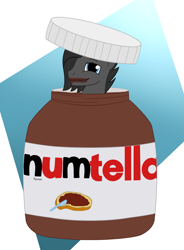 Size: 1511x2048 | Tagged: safe, artist:dyonys, oc, oc only, oc:tanner, pegasus, pony, food, jar, male, nutella, satisfied, smiling, stallion