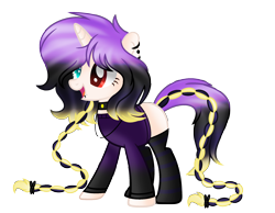 Size: 2340x1820 | Tagged: safe, artist:rukemon, oc, oc only, oc:stage fright, pony, unicorn, blank flank, choker, clothes, ear piercing, earring, female, heterochromia, jewelry, lip piercing, mare, necklace, piercing, simple background, socks, solo, spiked choker, striped socks, sweater, transparent background