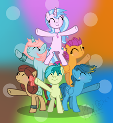 Size: 1200x1312 | Tagged: safe, artist:andrealaloka2006, artist:melodysweetheart, gallus, ocellus, sandbar, silverstream, smolder, yona, earth pony, pegasus, pony, unicorn, she's all yak, base used, bracelet, cute, diaocelles, diastreamies, disguise, disguised changeling, ear piercing, earring, eyes closed, freckles, gallabetes, gradient background, jewelry, necklace, not scootaloo, piercing, ponified, ponified gallus, ponified ocellus, ponified silverstream, ponified smolder, pony gallus, pony ocellus, pony pyramid, pony silverstream, pony yona, sandabetes, simple background, smiling, smolderbetes, species swap, student six, sweet dreams fuel, yonadorable
