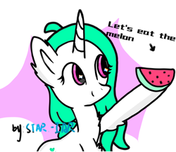 Size: 2818x2430 | Tagged: safe, artist:memengla, artist:star studded, oc, unicorn, food, photo, watermelon