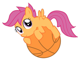 Size: 4500x3600 | Tagged: safe, artist:greenhoof, scootaloo, pegasus, pony, basketball, female, filly, looking at you, solo, sports, vector