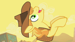 Size: 1280x720 | Tagged: safe, screencap, braeburn, earth pony, pony, over a barrel, male, rearing, solo, stallion