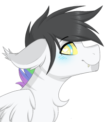Size: 741x851 | Tagged: safe, artist:melodytheartpony, oc, oc only, pegasus, pony, chest fluff, coat markings, cute, ear fluff, fangs, heart eyes, male, multicolored hair, rainbow hair, simple background, solo, stallion, transparent background, wingding eyes, ych result