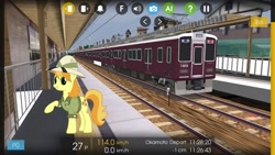 Size: 1280x720 | Tagged: safe, artist:darknisfan1995, artist:topsangtheman, pony, hat, hmmsim2, japan, teddie safari, train, train station