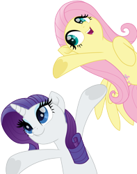 Size: 3500x4446 | Tagged: safe, artist:cloudyglow, fluttershy, rarity, pegasus, pony, unicorn, my little pony: the movie, cute, duo, female, frog (hoof), raribetes, shyabetes, simple background, transparent background, underhoof, vector