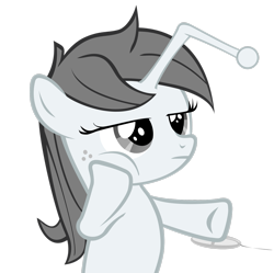 Size: 2453x2445 | Tagged: safe, artist:orangel8989, oc, oc only, oc:apathia, pony, unicorn, black and white, bored, computer mouse, female, filly, freckles, grayscale, mare, monochrome, ponified, reddit, simple background, solo, transparent background, vector