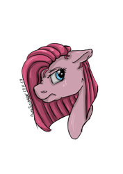 Size: 1024x1449 | Tagged: safe, artist:aurasinchaser, derpibooru import, pinkie pie, earth pony, pony, bust, pinkamena diane pie, portrait, simple background, solo, transparent background