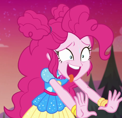 Size: 1028x991 | Tagged: safe, screencap, pinkie pie, better together, equestria girls, sunset's backstage pass!, cropped, out of context, solo, tongue out, want