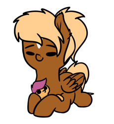 Size: 668x726 | Tagged: safe, artist:neuro, scootaloo, oc, oc:threnody, pony, fallout equestria, fallout equestria: speak, fanfic art, plushie, simple background, solo, transparent background