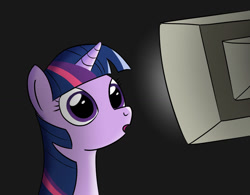 Size: 1024x797 | Tagged: safe, artist:tech--pony, twilight sparkle, pony, :o, adorkable, bust, computer, computer monitor, cute, dark, dork, female, looking at monitor, mare, monitor, open mouth, solo, twiabetes