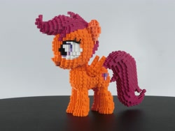 Size: 4177x3133 | Tagged: safe, artist:oilyvalves, scootaloo, pegasus, pony, craft, female, filly, irl, lego, photo, sculpture, solo, table