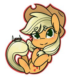 Size: 1033x1119 | Tagged: safe, artist:lilliesinthegarden, derpibooru import, applejack, earth pony, pony, beanbrows, blushing, chibi, cowboy hat, cute, eye clipping through hair, eyebrows, eyebrows visible through hair, female, hat, heart eyes, jackabetes, looking at you, mare, simple background, solo, white background, wingding eyes