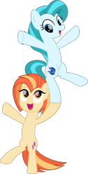 Size: 2771x5485 | Tagged: safe, artist:potato22, lighthoof, shimmy shake, earth pony, pony, 2 4 6 greaaat, bipedal, cheerleader, cute, duo, female, mare, missing accessory, ponytail, simple background, transparent background, vector