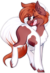 Size: 1475x2170 | Tagged: safe, artist:mcwolfity, oc, oc only, earth pony, pony, :d, chest fluff, ear fluff, earth pony oc, eye clipping through hair, female, mare, one eye closed, open mouth, simple background, smiling, solo, transparent background, unshorn fetlocks, wink