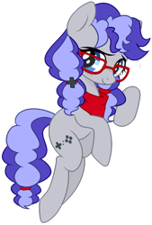 Size: 732x1080 | Tagged: artist needed, safe, oc, oc only, oc:cinnabyte, earth pony, pony, adorkable, bandana, cute, dork, female, glasses, mare, simple background, smiling, solo, transparent background