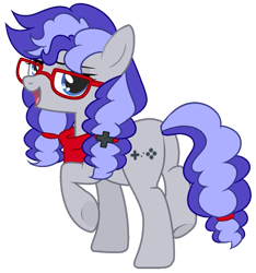 Size: 1011x1080 | Tagged: artist needed, safe, oc, oc only, oc:cinnabyte, earth pony, pony, adorkable, bandana, butt, cute, dork, female, glasses, looking at you, looking back, looking back at you, mare, ocbetes, rear view, simple background, smug, solo, transparent background