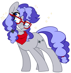 Size: 1047x1080 | Tagged: artist needed, safe, oc, oc only, oc:cinnabyte, earth pony, pony, adorkable, awkward, bandana, blushing, cute, dork, female, glasses, mare, simple background, smiling, solo, transparent background