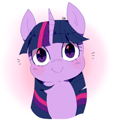 Size: 1402x1500 | Tagged: safe, artist:stuwor-art, twilight sparkle, pony, unicorn, blushing, bust, cute, looking at you, portrait, smiling, smiling at you, solo, twiabetes
