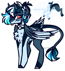Size: 936x1025 | Tagged: safe, artist:mcwolfity, oc, oc only, pegasus, pony, :p, chest fluff, collar, ear fluff, female, leonine tail, mare, pegasus oc, reference sheet, simple background, solo, tongue out, transparent background, wings