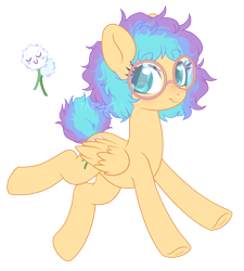 Size: 1764x1959 | Tagged: safe, artist:hawthornss, oc, oc only, oc:dandelion sea, pegasus, pony, blushing, cute, female, glasses, looking at you, magical lesbian spawn, mare, messy mane, offspring, parent:fluttershy, parent:starlight glimmer, parents:glimmershy, simple background, smiling, smiling at you, transparent background, underhoof