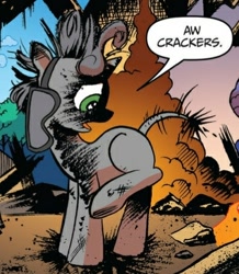 Size: 398x456 | Tagged: safe, artist:andypriceart, idw, sweetie belle, pony, unicorn, spoiler:comic, spoiler:comic42, comic panel, dialogue, dock, female, filly, foal, messy mane, official comic, pyro belle, rat tail, sweetie fail