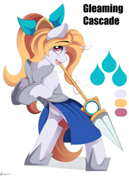 Size: 2773x3764 | Tagged: safe, artist:conrie, pony, unicorn, commission, dragalia lost, elisanne, female, lance, mare, ponified, solo, weapon