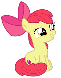 Size: 1541x1978 | Tagged: safe, artist:sketchmcreations, apple bloom, going to seed, apple bloom's bow, bow, cutie mark, female, filly, hair bow, simple background, sitting, smiling, solo, the cmc's cutie marks, transparent background, vector